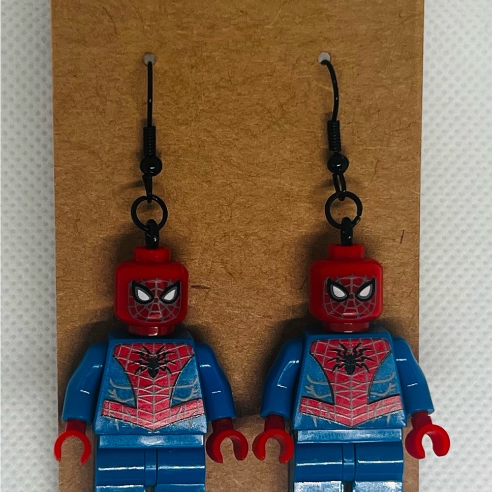 Marvel Spider-Man Brick Minifigure Earrings